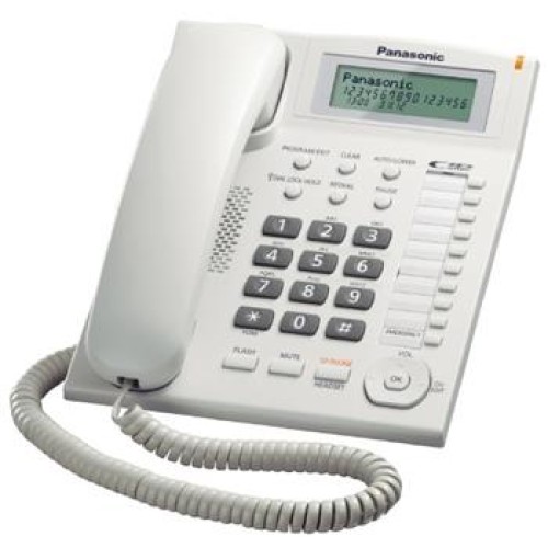 Telefón Panasonic KX-TS880FXW - jednolinkový, displej, CLIP, konektor pre n.s. 2,5mm, speakerphone, farba biela