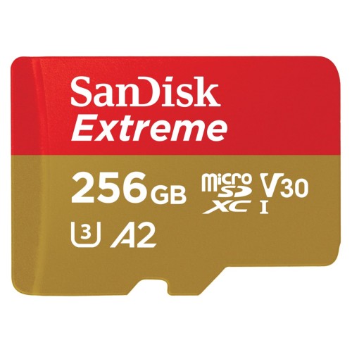 SanDisk Extreme microSDXC card for Mobile Gaming 256 GB 190 MB/s and 130 MB/s, A2 C10 V30 UHS-I U3