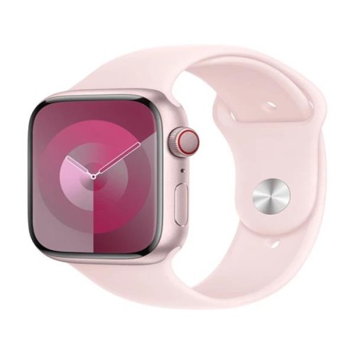 Apple Watch Series 9 Cellular 45mm Růžový hliník se světle růžovým sportovním řemínkem S/M