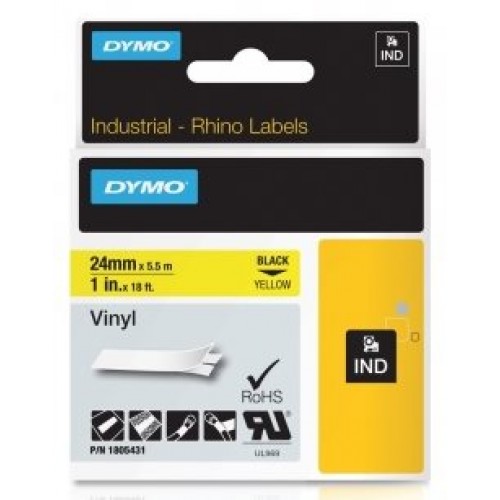 páska DYMO 1805431 PROFI D1 RHINO Black On Yellow Vinyl Tape (24mm)