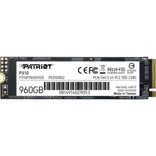 SSD disk Patriot P310 960GB, M.2 2280, PCIe 3.0 x4, NVMe
