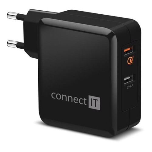 Napájací adaptér Connect IT QUICK CHARGE 3.0 2x USB (3,4A) černý