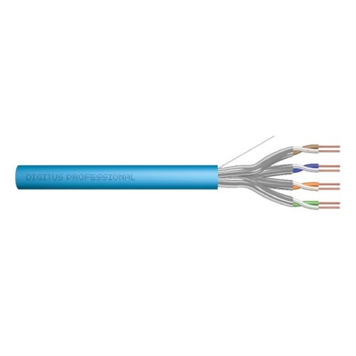 DIGITUS Instalační kabel CAT 6A U-FTP, 500 MHz Eca (EN 50575), AWG 23/1, 500 m buben, simplex, barva modrá