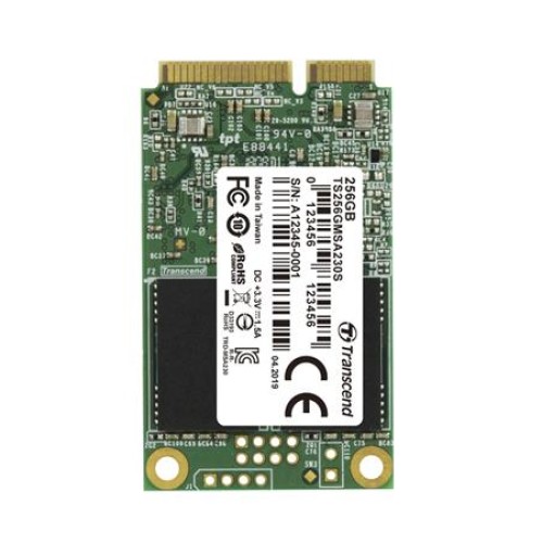 TRANSCEND MSA230S 256GB SSD disk mSATA, SATA III 6Gb/s (3D TLC), 530MB/s R, 400MB/s W