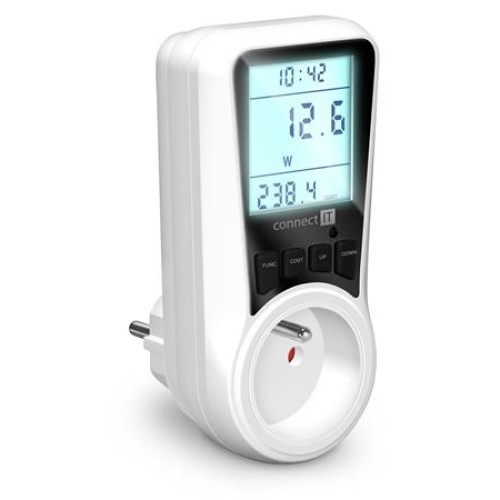 CONNECT IT PowerMeter Pro měřič spotřeby el. energie, podsvícený LED display, dětská pojistka