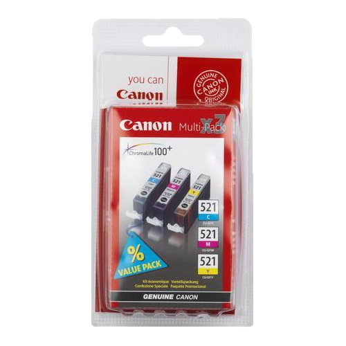 Atrament Canon Ink CLI-521 C/M/Y Pack (CLI521CMY)