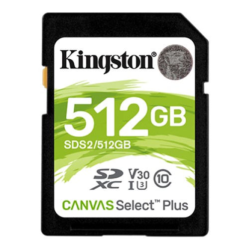 Pamäťová karta Kingston SDXC Canvas Select Plus 512 GB, U3 V30 CL10 100 MB/s