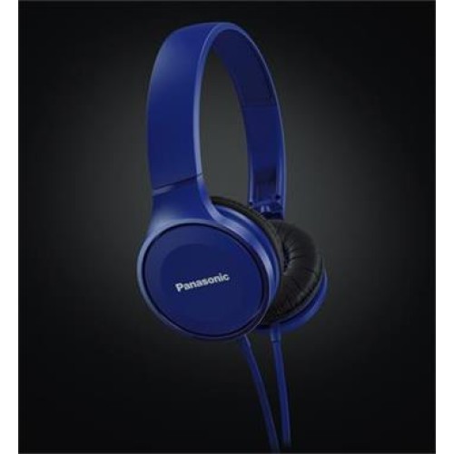 Panasonic RP-HF100E-A, drátové sluchátka, přes hlavu, skládací, 3,5mm jack, kabel 1,2m, modrá