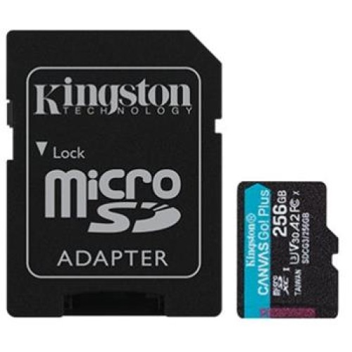 Pamäťová karta Kingston Canvas Go! Plus microSDXC 256GB Class 10, UHS-I, U3, V30, A2, 170/90MB/s (+ adaptér)