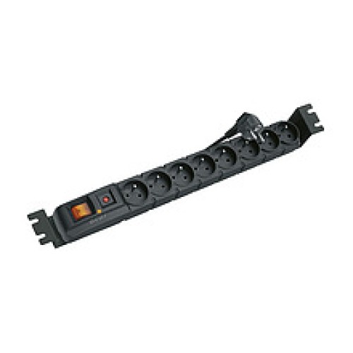 Solarix Napájecí panel ACAR S8 FA 3m 8 pozic BK včetně držáků do 19" lišt 1U, ACAR-S8-FA