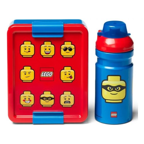Box desiatový 20 x 17,3 x 7,1 cm + fľaša 390 ml, PP + silikón LEGO ICONIC CLASSIC sada 2diel.