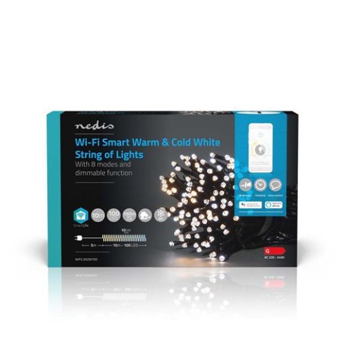Vianočná LED reťaz Nedis SmartLife dekorativní WIFILX02W100