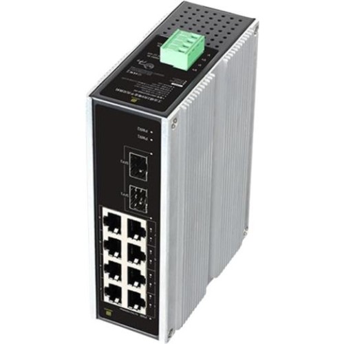 Switch Conexpro GNT-IG1210GF-DC priemyselný, na DIN lištu, 8x GLAN, 2x SFP