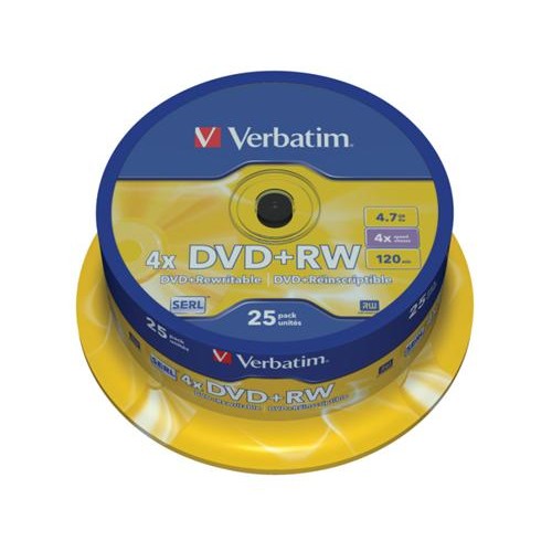 Médium Verbatim DVD+RW 4,7GB 4x 25-cake