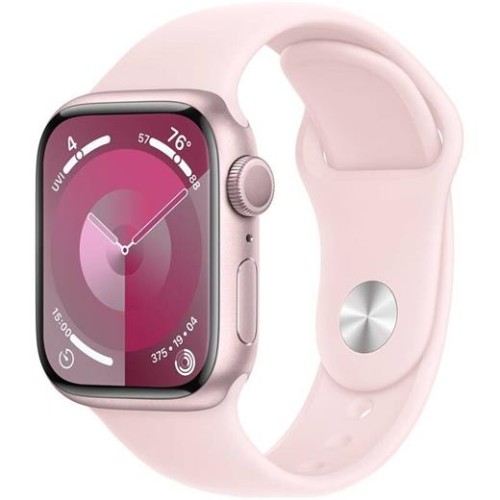 Hodinky Apple Watch Series 9 GPS, 41mm Pink Aluminium Case with Light Pink Sport Band - S/M