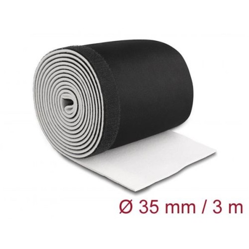Delock Neoprenová manžeta kabelu pružná na suchý zip, 3 m x 135 mm, černá / bílá