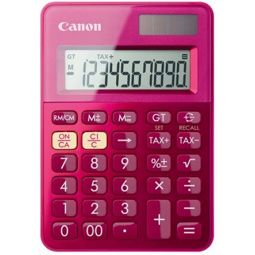 stolová kalkulačka CANON LS-100K ružová, 10 miest, solárne napájanie + batérie
