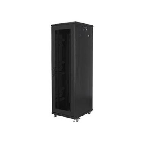 LANBERG Volně stojící skříň 19" 42U/600x800 (v rozloženém stavu) síťované dveře černá (RAL9004)