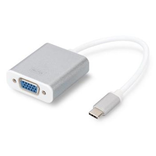 DIGITUS USB Typ C 1080p VGA Adaptér, hliníkové šasi, 20 cm kabel, Chipset: VL100+IT6513