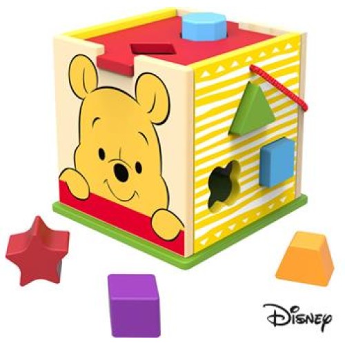 Hračka Disney baby Winnie dřevěná kostka s vkladacími tvarmi