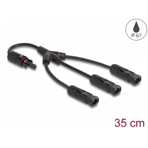 Delock Solární splitter kabel DL4, ze 1 x zástrčkový na 3 x zásuvkového, 35 cm, černý