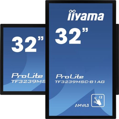 Dotykový monitor IIYAMA 32" TF3239MSC-B1AG: AMVA, FullHD, capacitive, 12P, 500cd/m2, VGA, HDMI, DP, 24/7, IP54, čierny