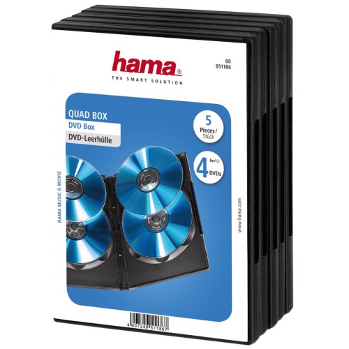 Hama DVD box pre 4 dvd, 5 ks, čierny