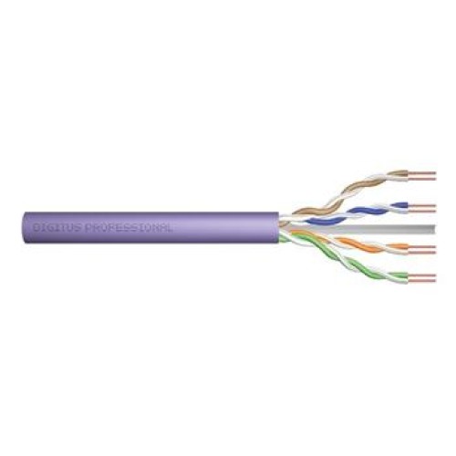 DIGITUS CAT 6 U-UTP instalační kabel, drát, měď, délka 305 m, Papírový box, LSOH, AWG23, barva fialová