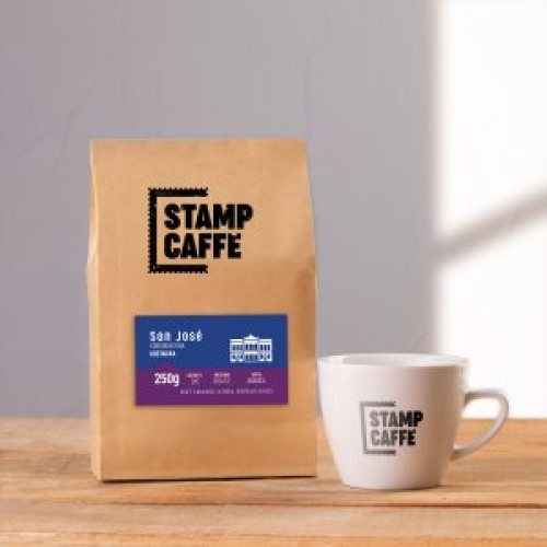 Káva Stamp Caffé - San José; Odrodová káva - Kostarika zrnková 100% Arabica 1kg