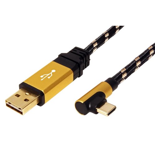 Kábel USB 2.0 kabel, oboustranný USB A(M) - USB C(M) lomený (90°) 3m