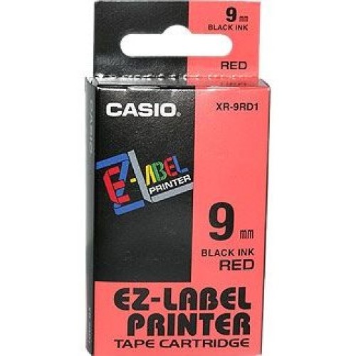 páska CASIO XR-9RD1 Black On Red Tape EZ Label Printer (9mm)