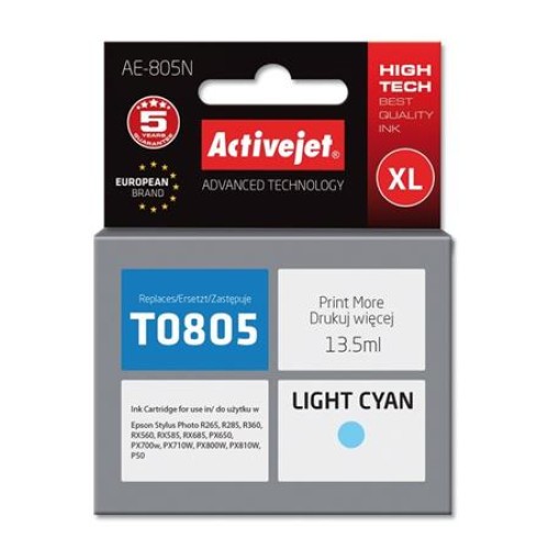ActiveJet inkoust Epson T0805 R265/R360/RX560 LightCyan, 12 ml     AE-805