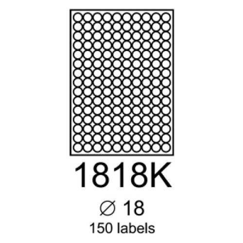 etikety RAYFILM 18mm kruh vysokolesklé biele laser R01191818KF (1.000 list./A4)