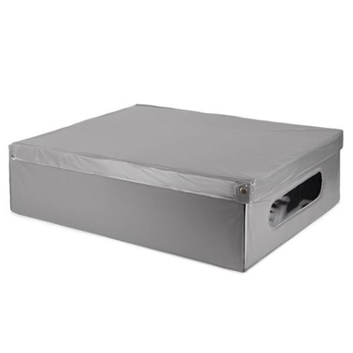 Krabica Compactor skladacia úložná kartónová, potiahnutá PVC, 58 x 48 x 16 cm, šedá