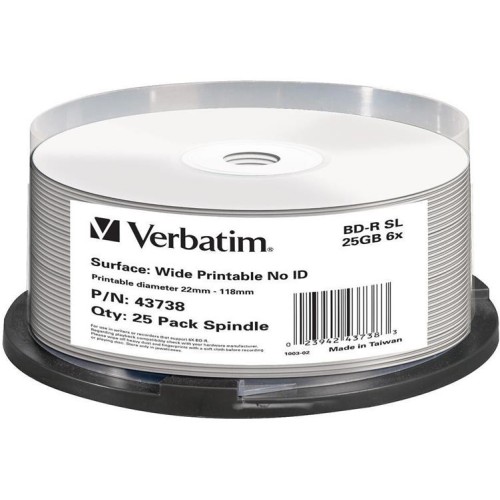 Médium Verbatim BD-R 25GB 6x WIDE PRINTABLE 25-cake