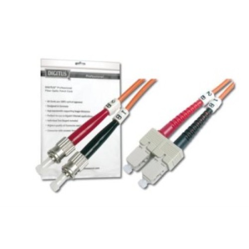 DIGITUS Fiber Optic Patch Cord, ST to SC, Multimode 50/125 µ, Duplex, Length 2m
