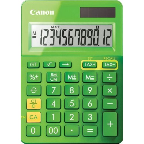 stolová kalkulačka CANON LS-123K zelená, 12 miest, solárne napájanie + batérie