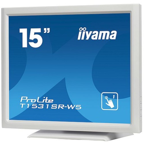 Dotykový monitor IIYAMA ProLite T1531SR-W5, 15" LED, 5wire, 8ms, 300cd/m2, USB, VGA/HDMI/DP, biely
