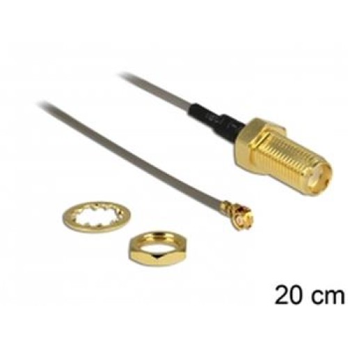 Delock Antenna cable SMA Jack Bulkhead > MHF /U.FL-LP-088 compatible plug 200 mm 1.37 thread length 10 mm