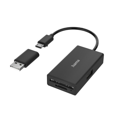 Hama USB 2.0 OTG Hub/čítačka kariet, 3 porty, USB-A, microSD, vrátane USB-A adaptéru