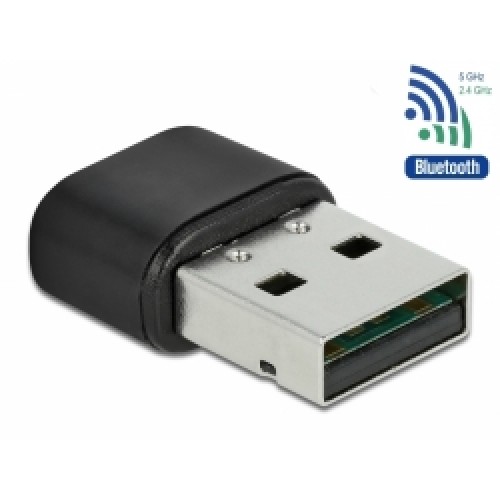 Delock Adaptér USB Bluetooth 4.2 a dvoupásmové WLAN ac/a/b/g/n 433 Mbps