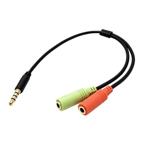 Redukcia pre slúchadlá a mikrofón 4pólový jack3,5 M-2xjack 3,5F, kabel 25 cm