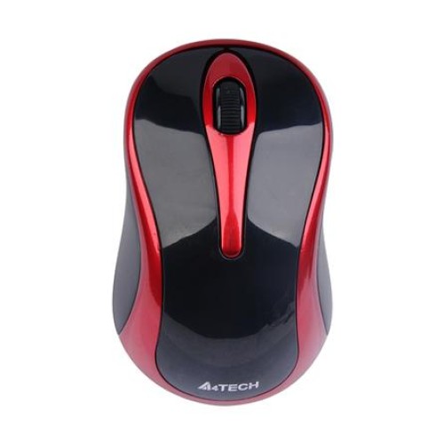 A4tech G3-280N, V-Track, bezdrátová optická myš, 2.4GHz, 10m dosah, černo-červená