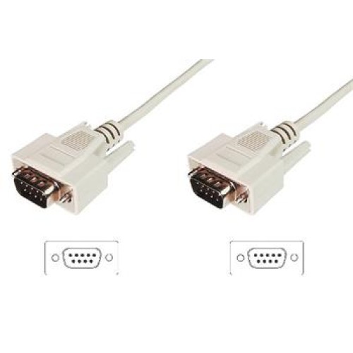 Digitus Připojovací kabel datového přenosu, D-Sub9 M / M, 3,0 m, sériový, lisovaný, be