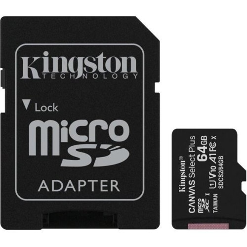 Pamäťová karta Kingston Canvas Select Plus  A1 64GB microSDXC, Class 10, 100MB/s, s adaptérom