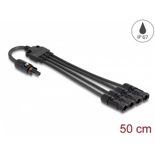 Delock Solární splitter kabel DL4, ze 1 x zástrčkový na 4 x zásuvkového, 50 cm, černý