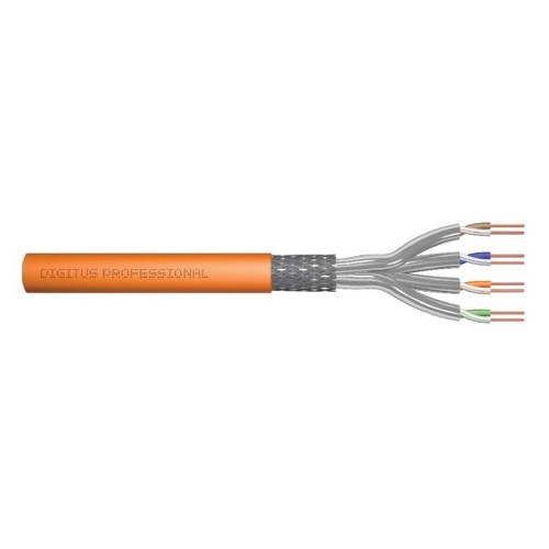 Digitus Instalační kabel CAT 7 S-FTP, 1200 MHz Dca (EN 50575), AWG 23/1, klubko 100 m, simplex, barva oranžová