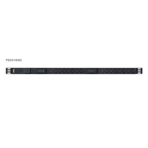 Aten PE0316S 0U Basic PDU s přepěťovou ochranou 32A přívodní kabel 1,6m IEC60309 Výstup 16x C13