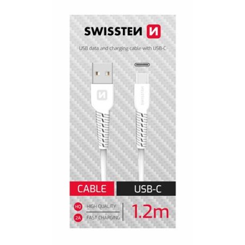 SWISSTEN DATOVÝ KABEL USB/USB-C BÍLÝ 1,2M (SAMOPRODAVAČ)