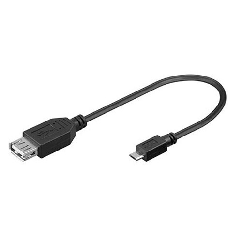 Kábel USB A (F)-microUSB B(M), 5pinů, 20cm, černý